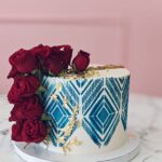Elegant Geometric Rose Cake